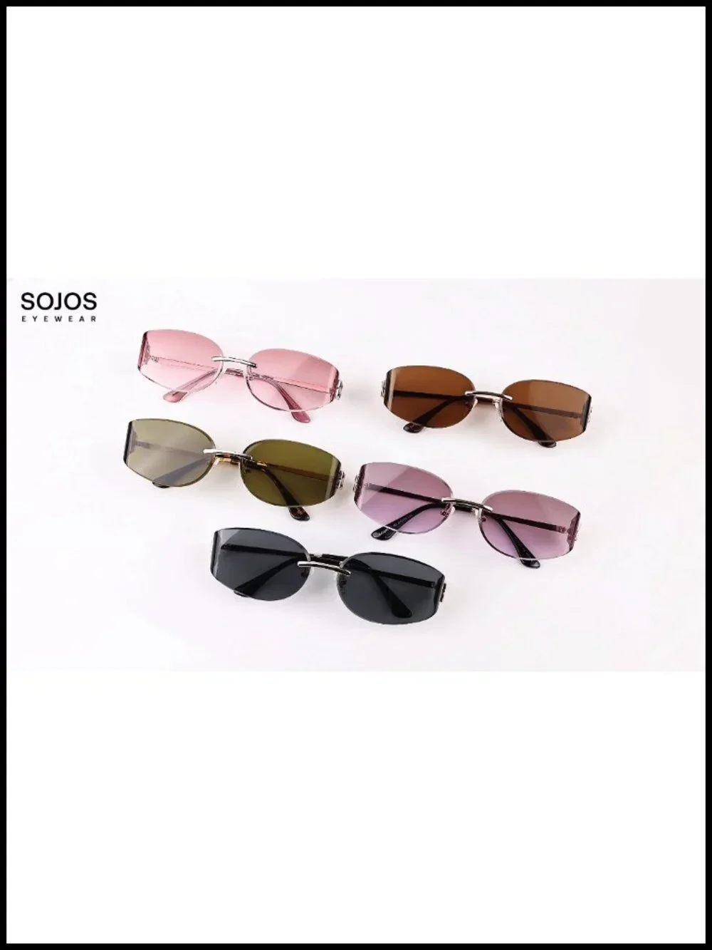 Trendy Oval Rimless Metal Sunglasses UV400